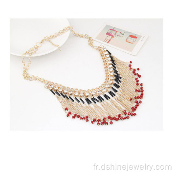 Collier de costume bijoux collier perlé Designs Bib Tassel